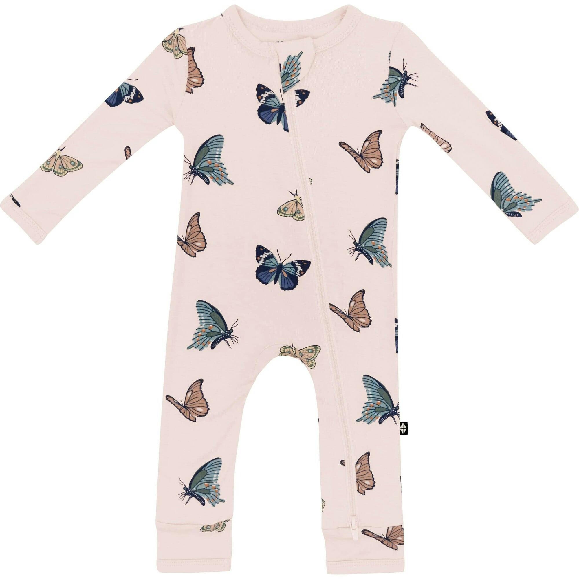 Zippered Romper, Blush Butterfly