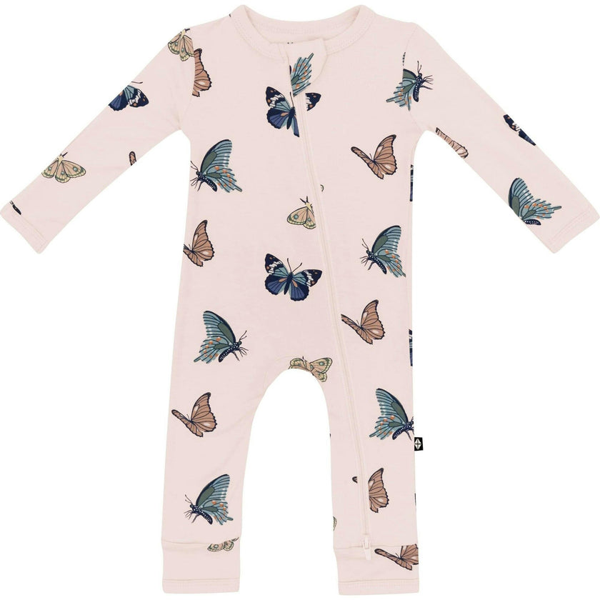 Zippered Romper, Blush Butterfly