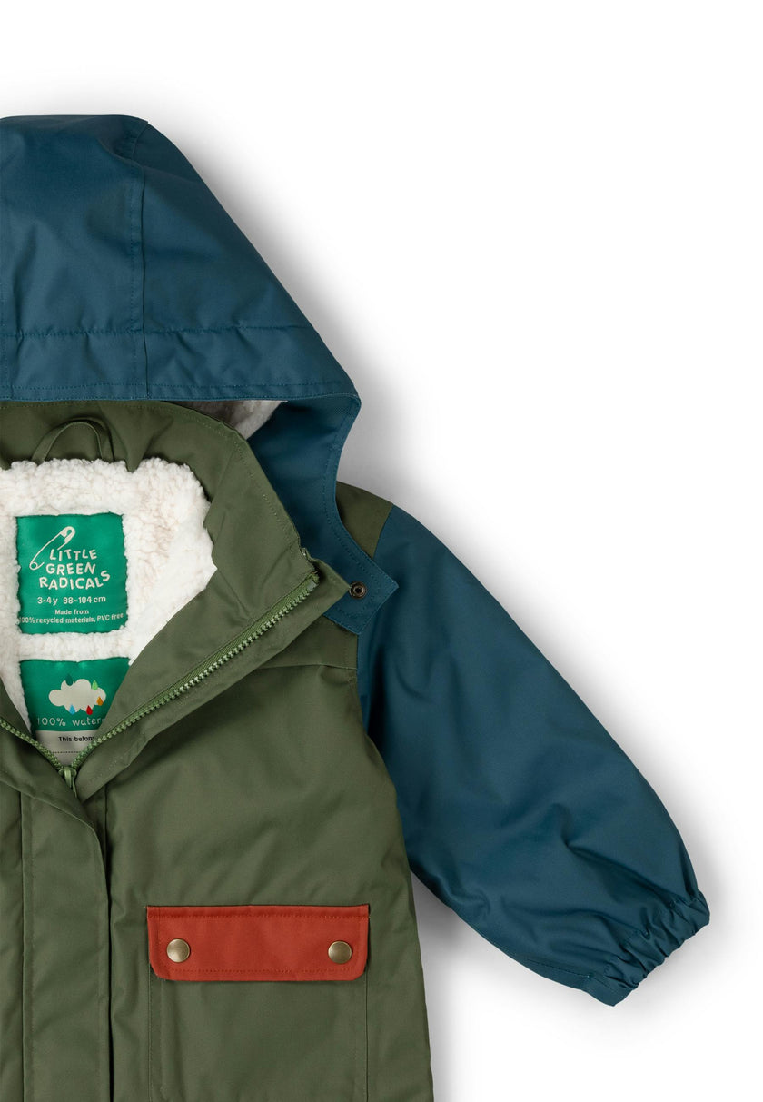 Chive Green Recycled Waterproof Winter Coat, Green