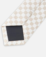 Neck Tie White And Sand Check