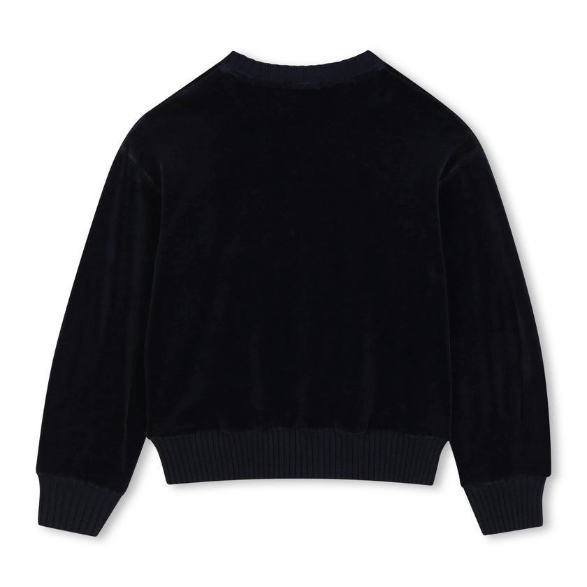 Navy Velvet Logo Sweatshirt