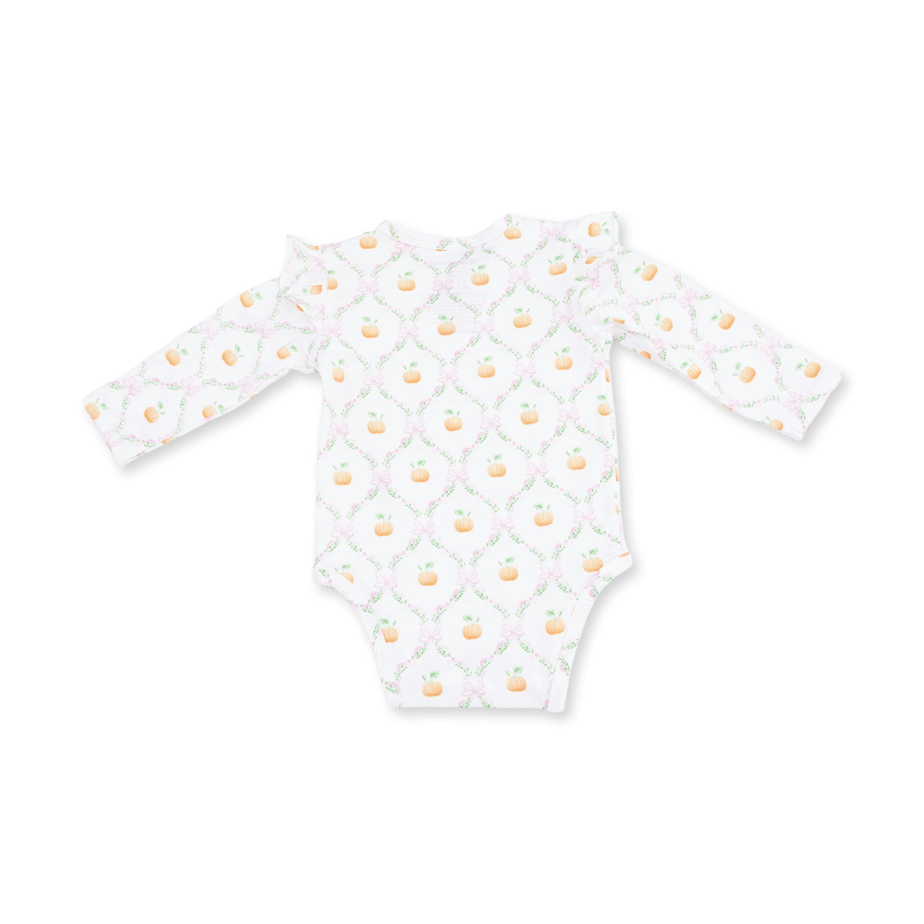 Pretty Pumpkin Trellis - Ruffle Sleeve Bodysuit with Snap Shoulder