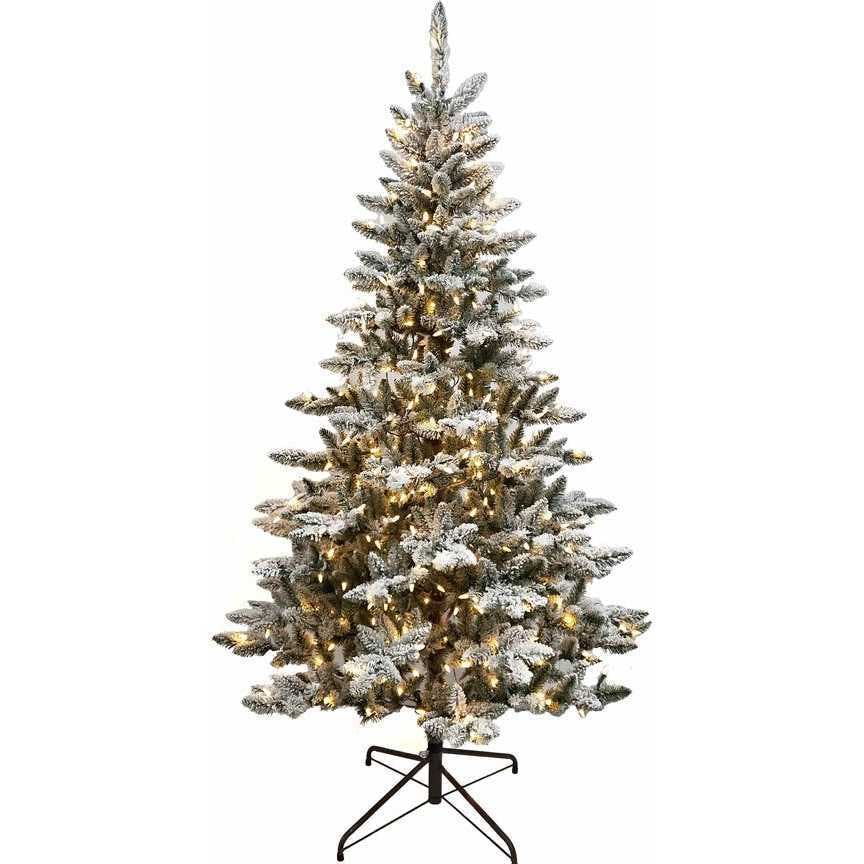 6-Foot Pre-Lit Warm White LED Snow Pine Tree