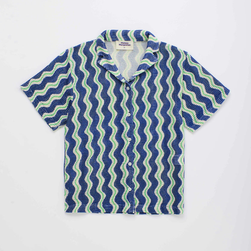 WAVY MESH SHIRT BLUE