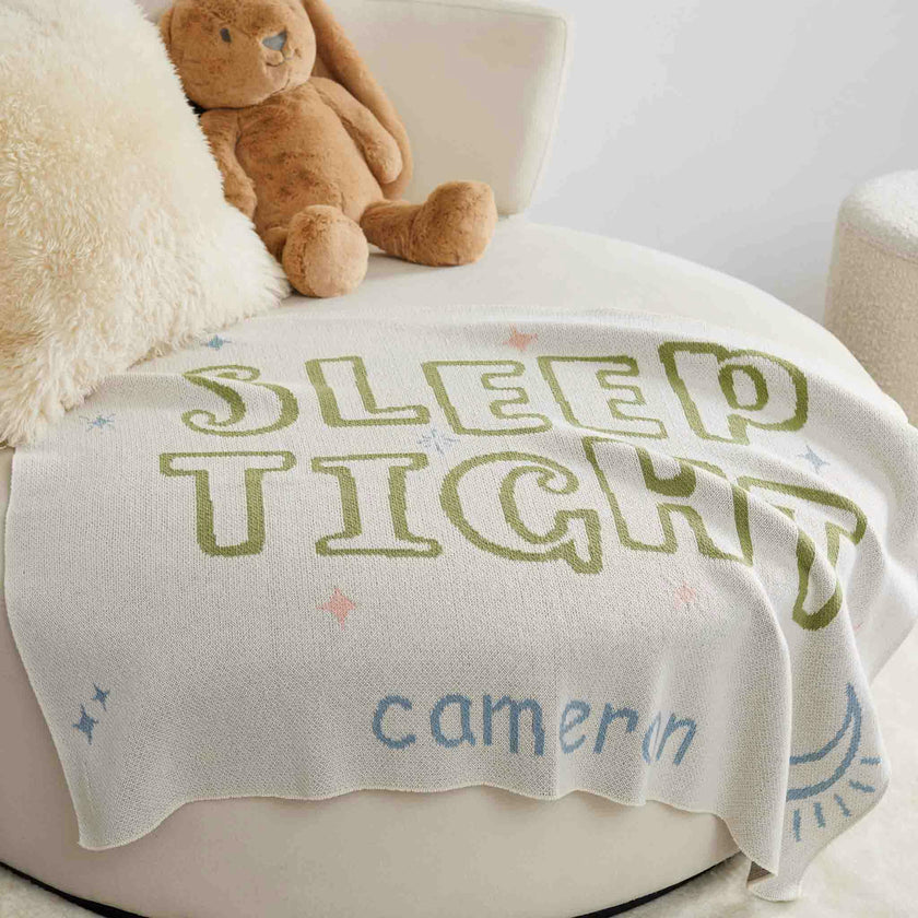 Custom Personalized Baby Sustainable Knit Throw Blanket - Sleep Tight