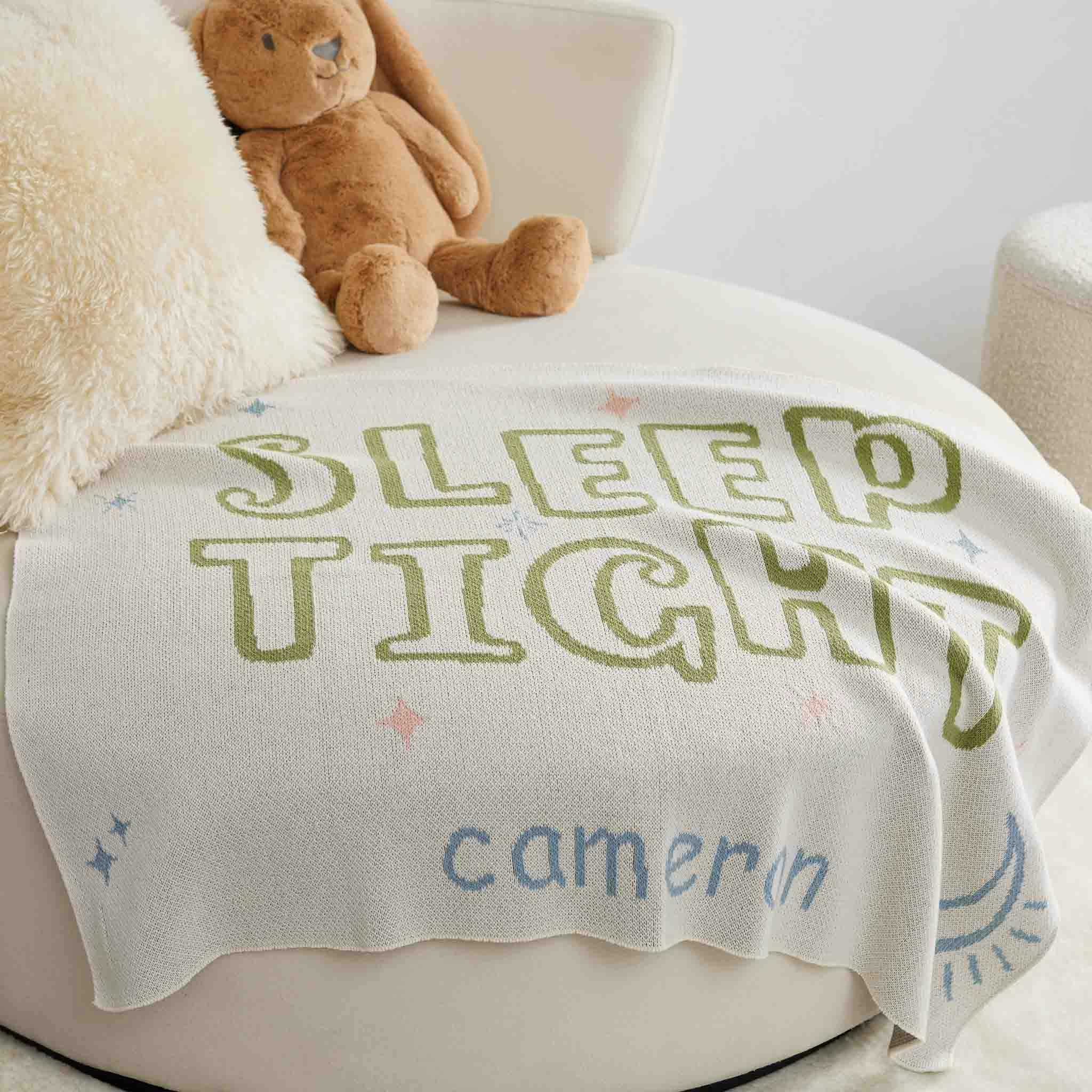 Custom Personalized Baby Sustainable Knit Throw Blanket - Sleep Tight