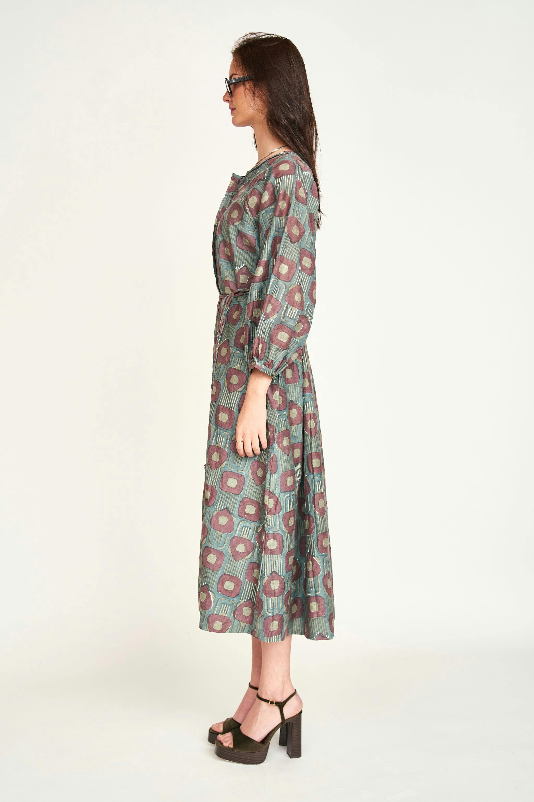 Somerset Dress in Mallard Coeur