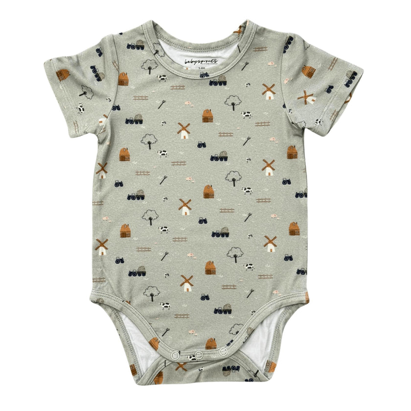 Baby Boy Short Sleeve Bodysuit in Farm