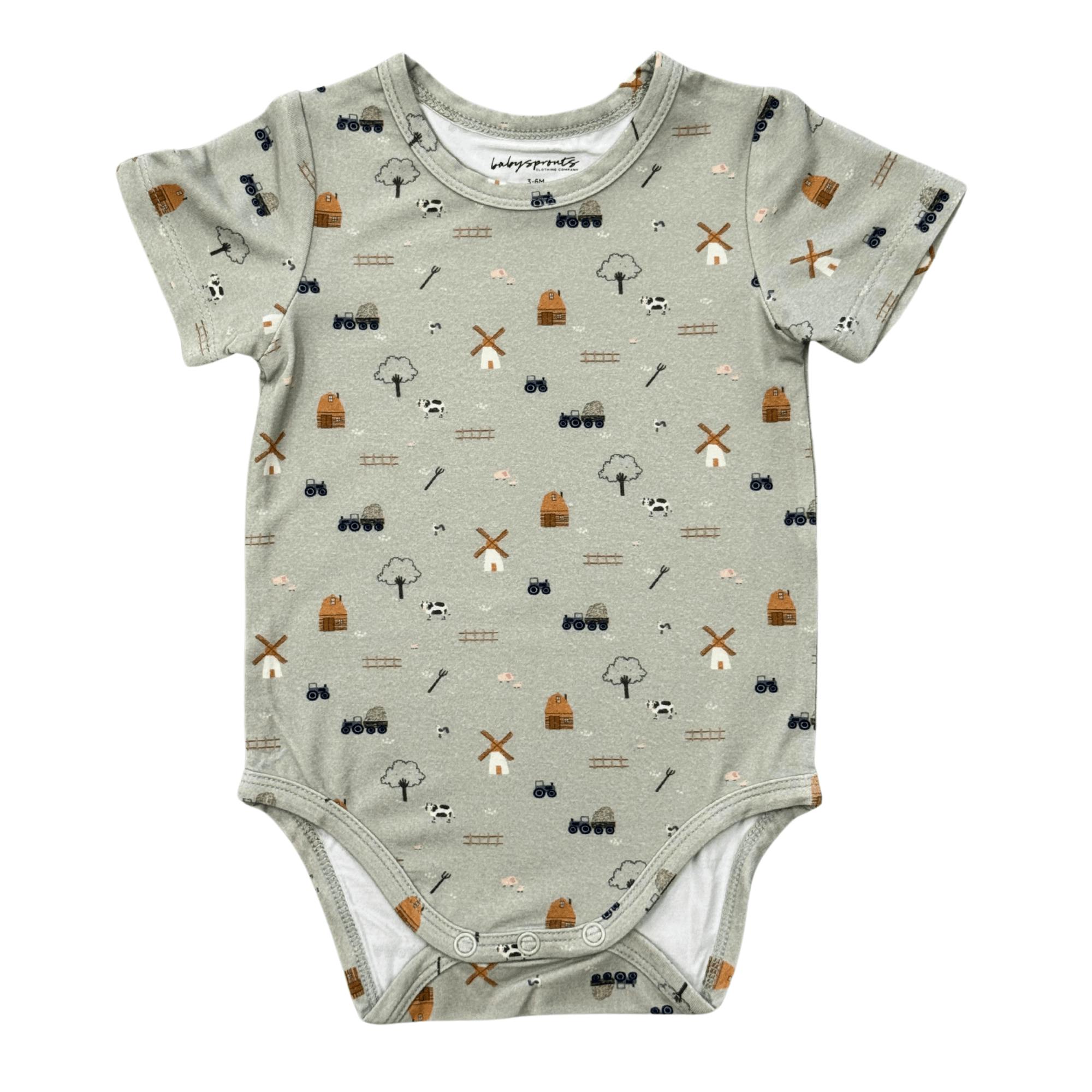 Baby Boy Short Sleeve Bodysuit in Farm