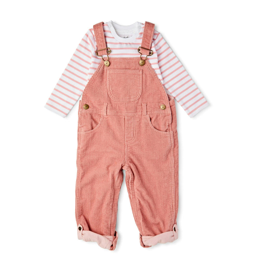 Pink Chunky Cord Overalls