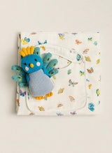 Baby Bib and Shawl Blanket - Madame Butterfly with Violet the Peacock Doll