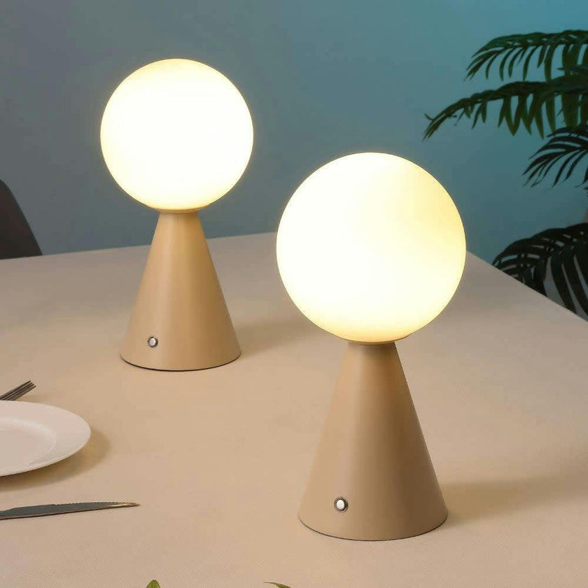 Macie 11.75" Modern Minimalist Globe Rechargeable/Cordless Dimmable Integrated LED Table Lamp with Touch Sensor Set 2