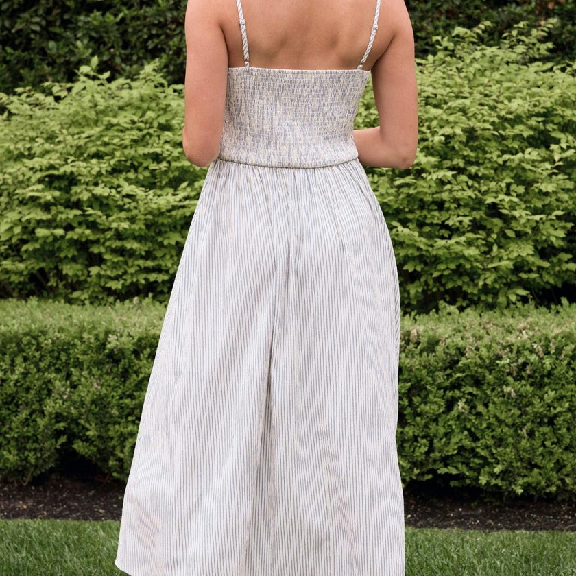 Maxwell Dress in Blue & White Pinstripe