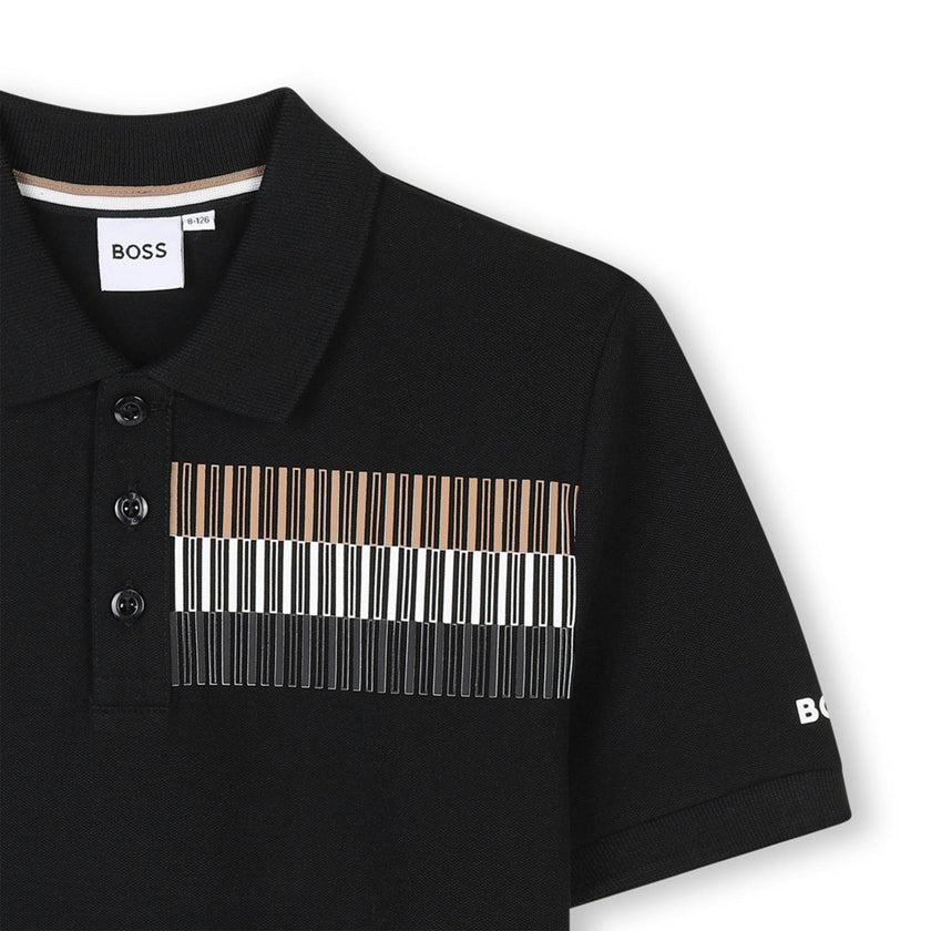Black Short Sleeve Block Polo