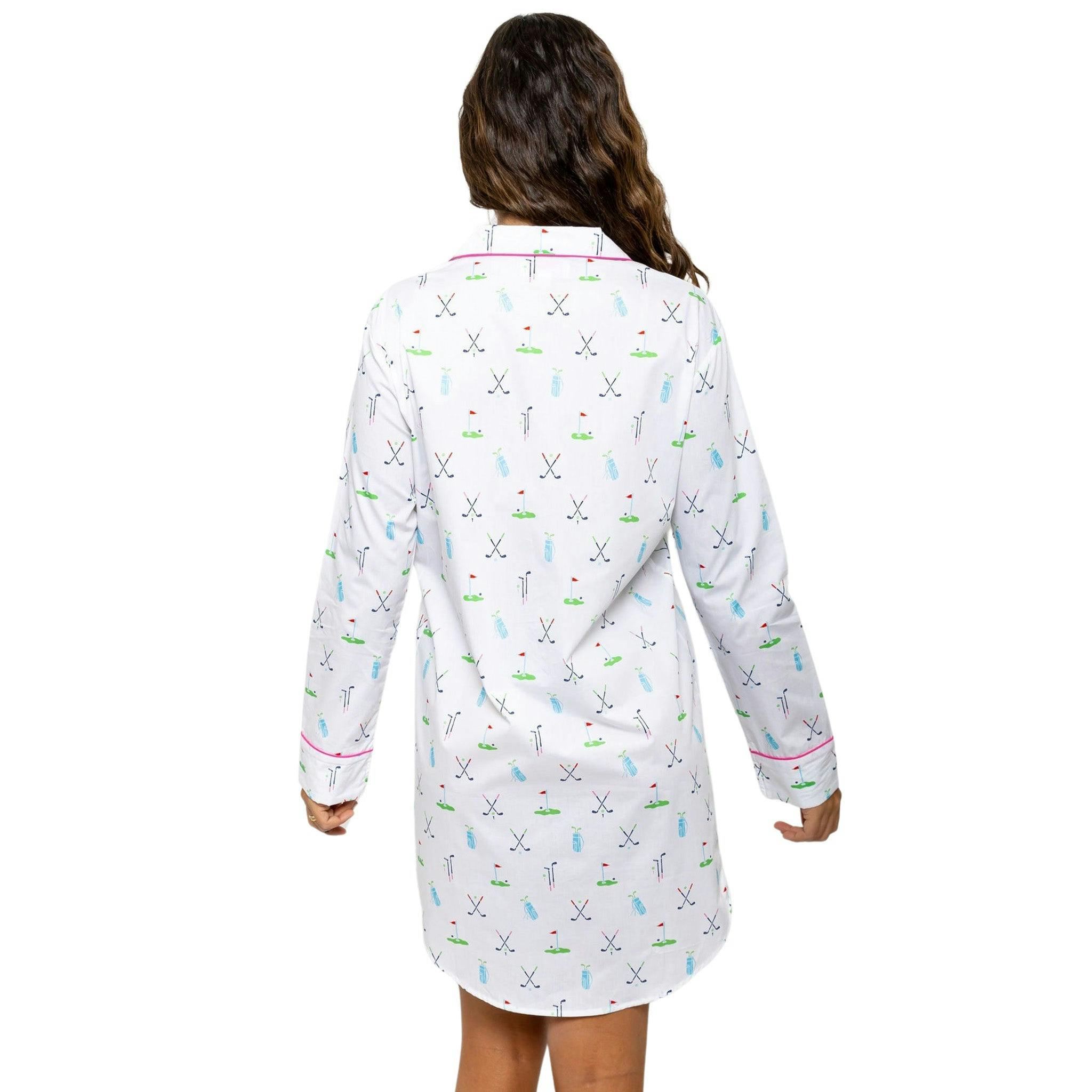 Women's Golf Night Shirt - Organic Cotton Poplin