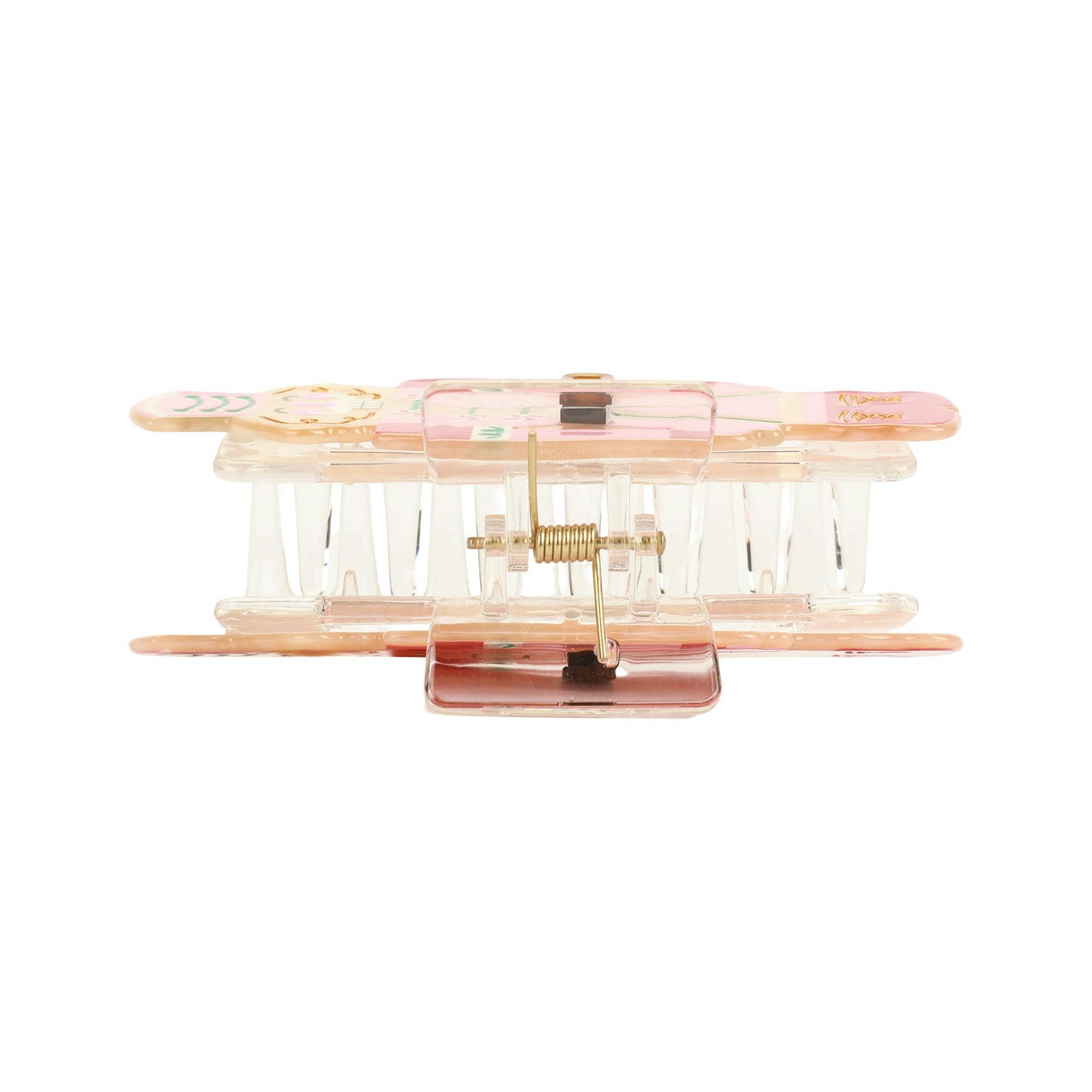 Packed Party Nutcracker Holiday Hair Claw Clip - Pink Gold Festive Christmas Hair Accessory for Thin to Thick Hair, 3.5x2 Inch Stocking Stuffer