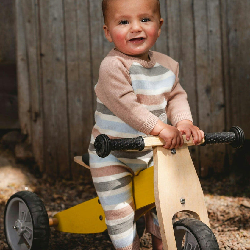 Knitted Romper Blue and Green Stripes