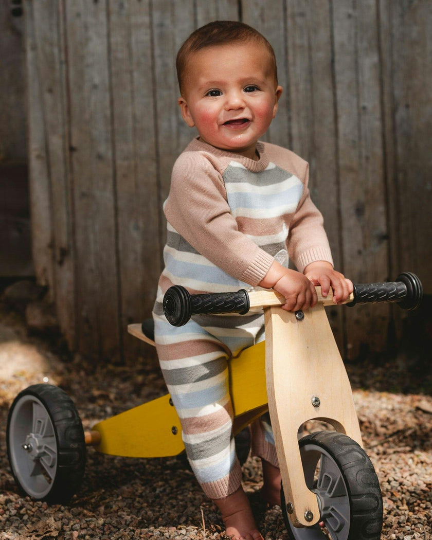 Knitted Romper Blue and Green Stripes