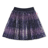 Navy Sequin Pleated Skirt
