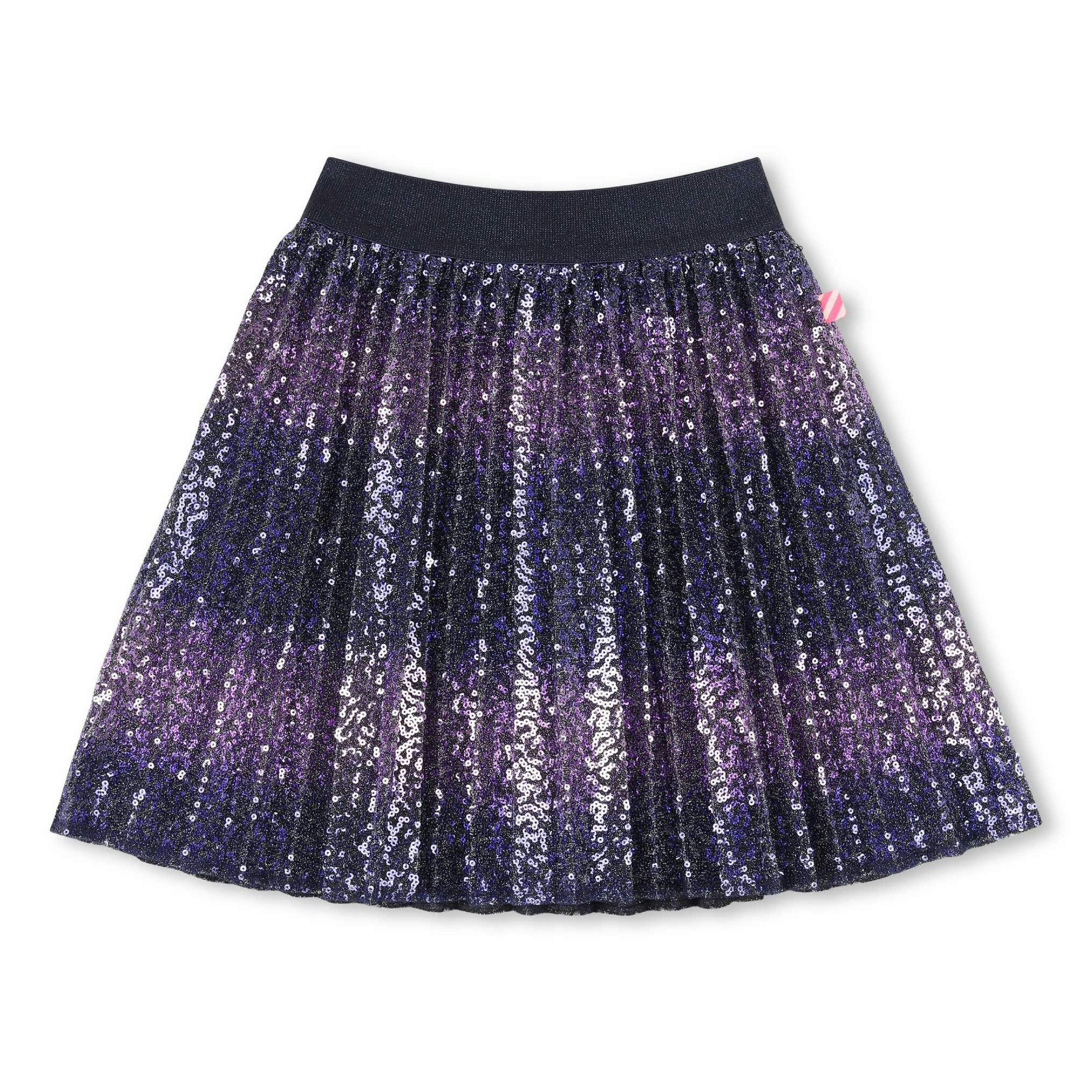 Navy Sequin Pleated Skirt