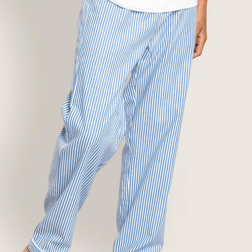 Kid's Twill Pajama Pants in French Blue Heritage Stripe