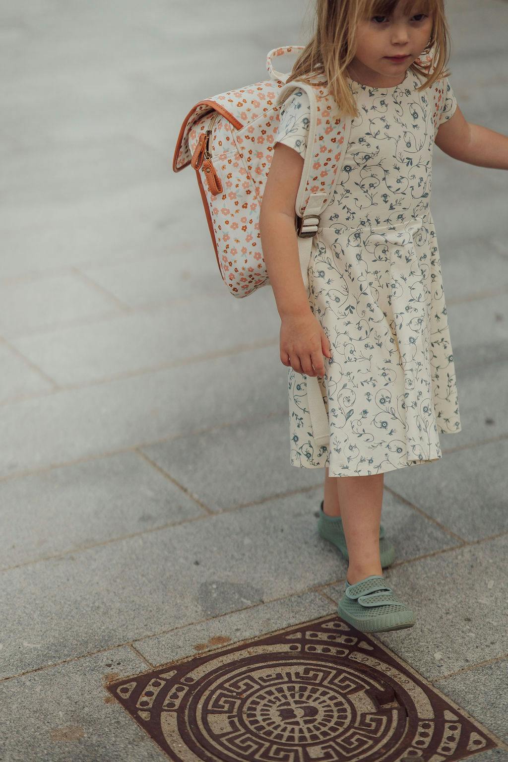 Sweetheart Twirl Dress | Organic Cotton Jersey - Scandi Floral