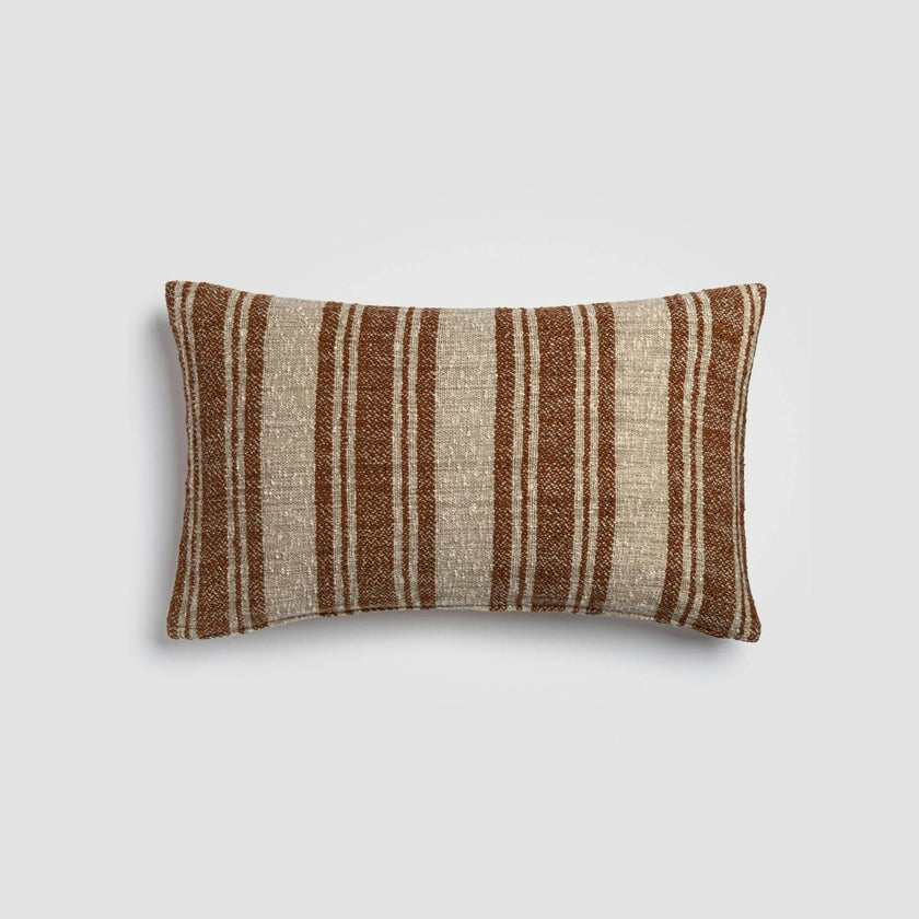 Desert Rust Stripe Orange & Ivory Lumbar Pillow