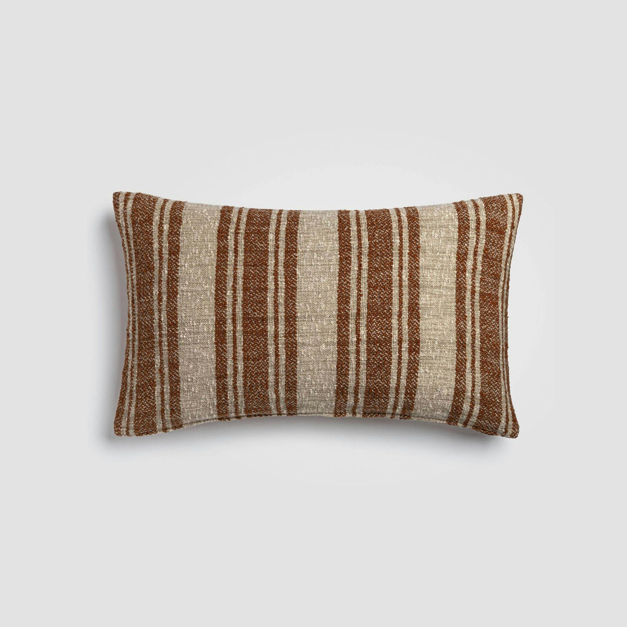 Desert Rust Stripe Orange & Ivory Lumbar Pillow