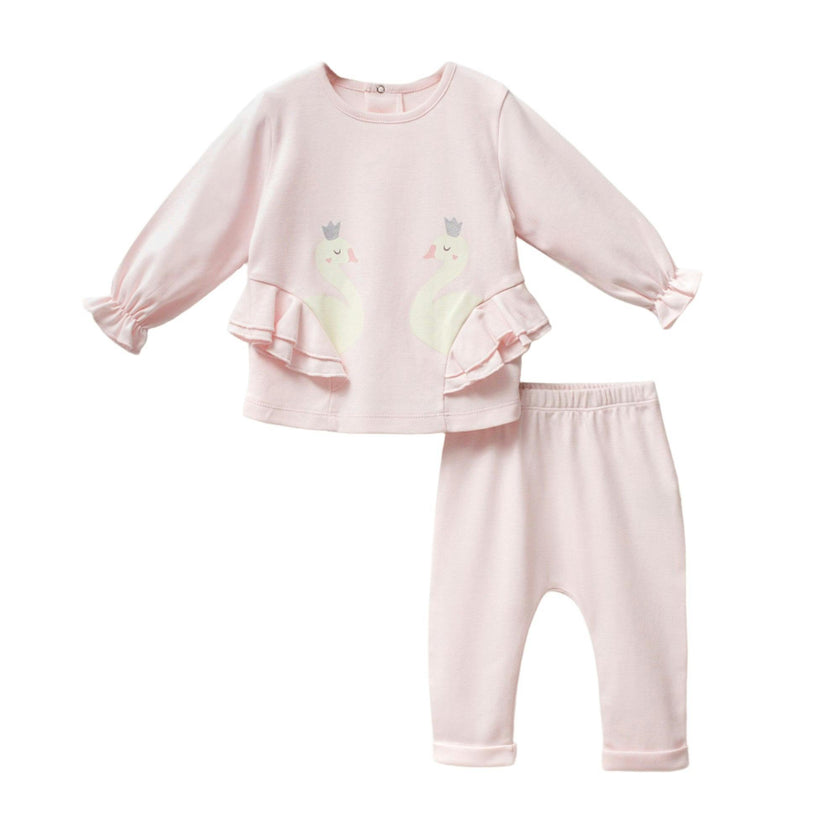 Pink Swan Ruffle Outfit Set