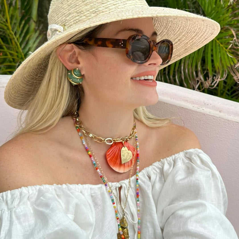 Hollyhock Sun Hat -  Vintage Azure Garden Rose Long Ribbon