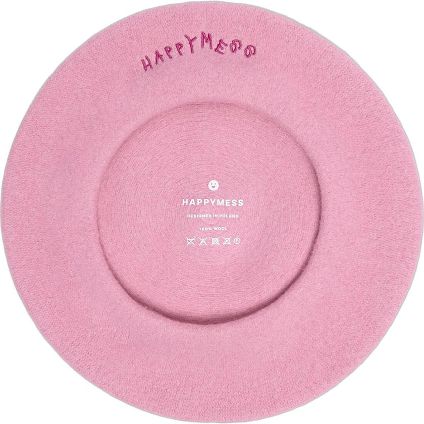 women's wool beret - pink hearts