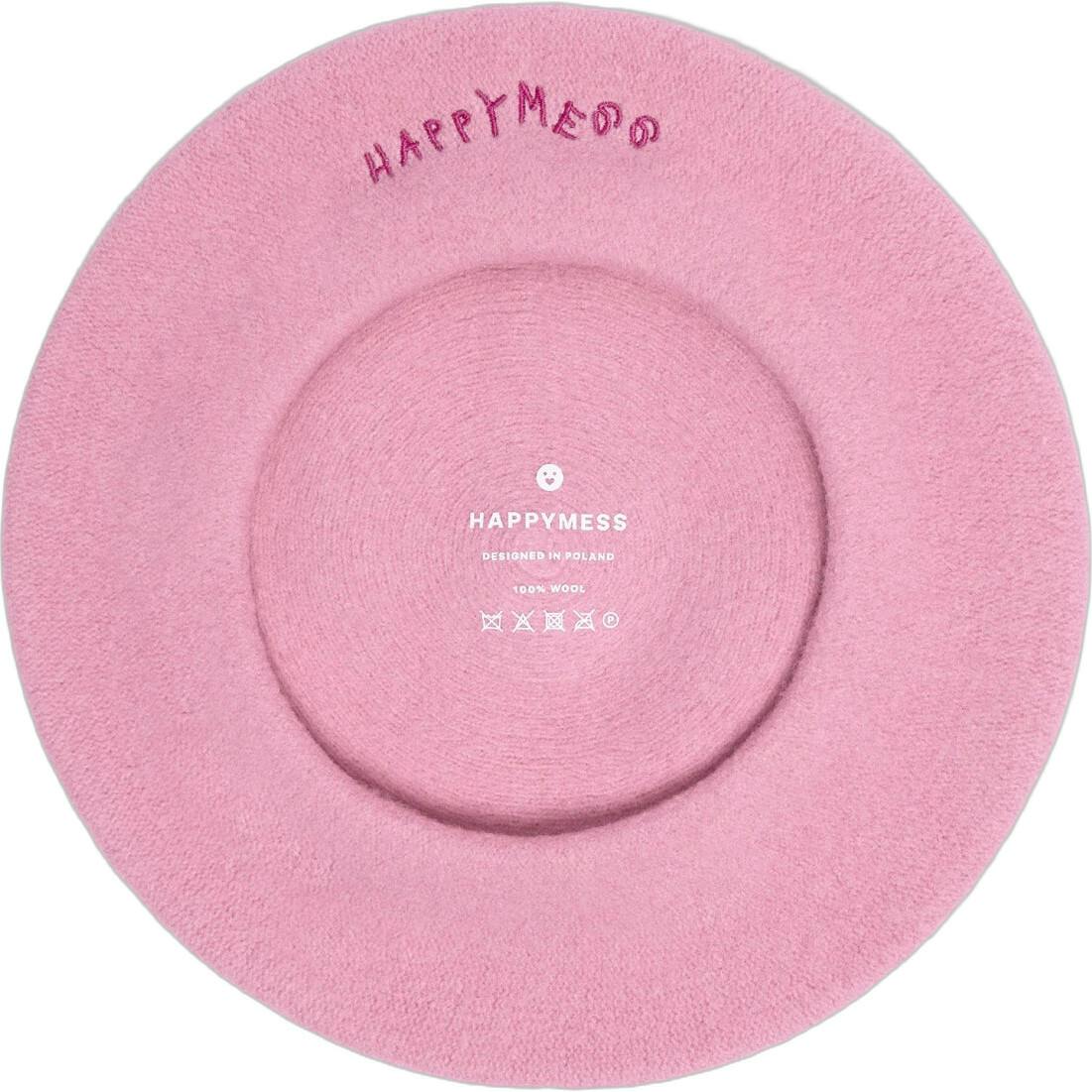 women's wool beret - pink hearts