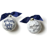 Welcome Baby Boy Gingham Glass Ornament