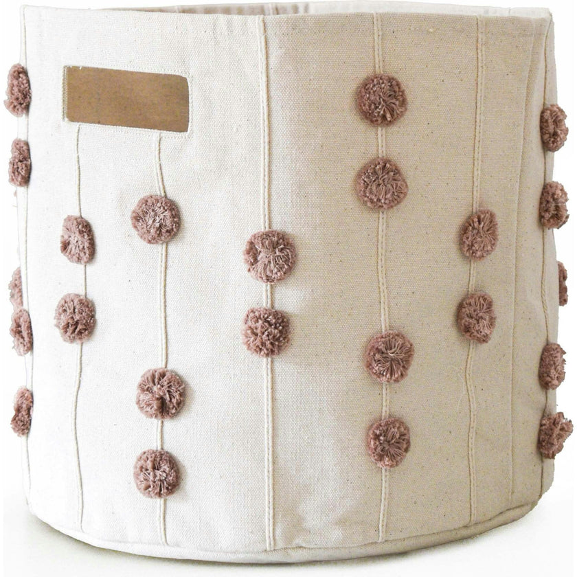 Handmade Canvas Storage Basket Pom Pom - Pecan