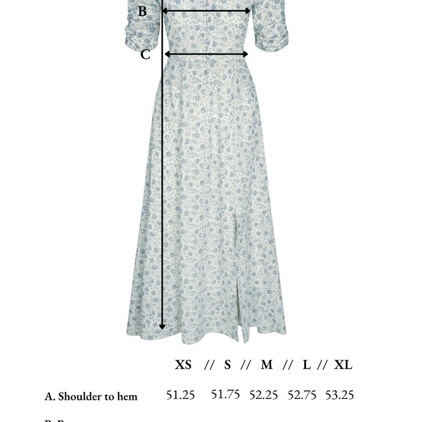 Elaine Dress in Floral Blues