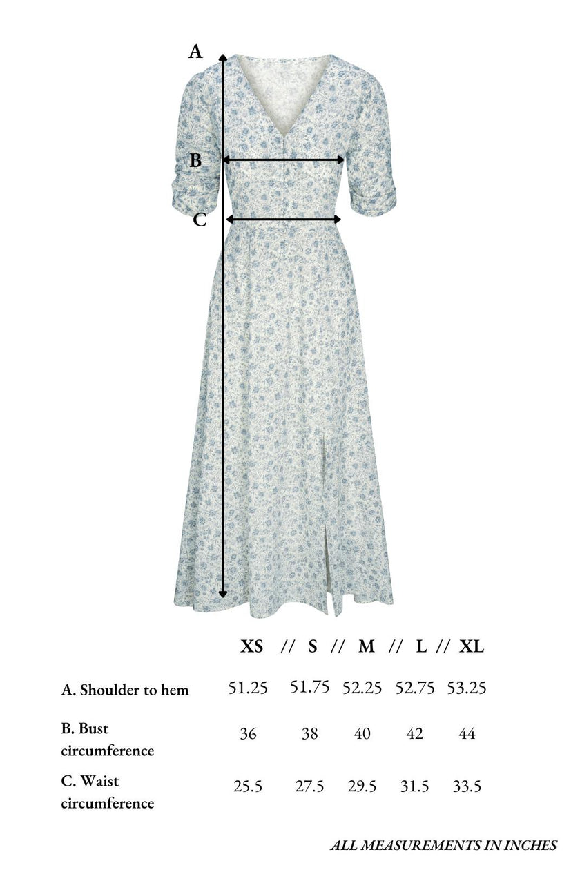 Elaine Dress in Floral Blues