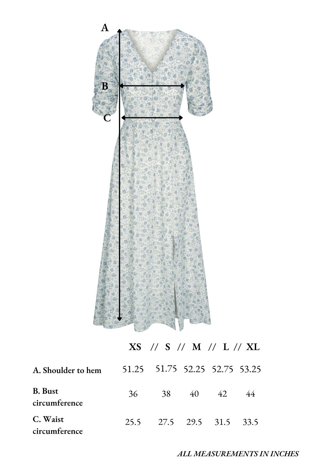 Elaine Dress in Floral Blues