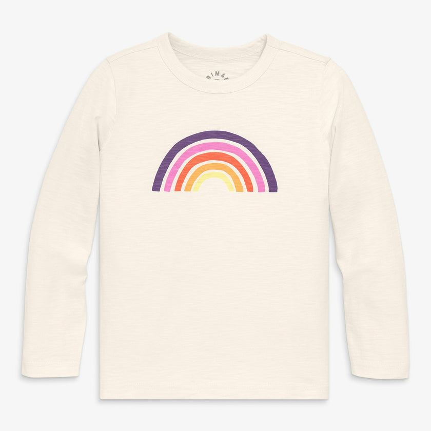 Kids long sleeve cutout rainbow tee