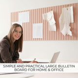 Large Felt Bulletin Board - Stylish 35" x 47" Cork Board Alternative for Office & Wall Decor - 12 Adhesive Tiles w/Golden Pins to Display Your Photos