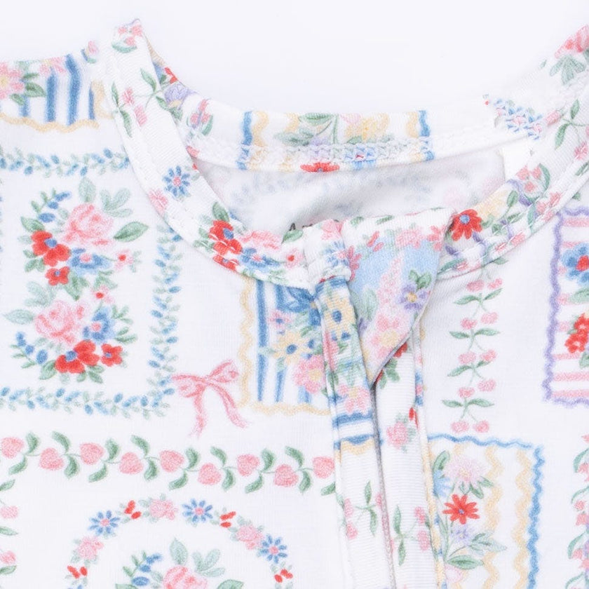 Julep's Floral Patchwork - 2 Way Ruffle Back Zipper Footie