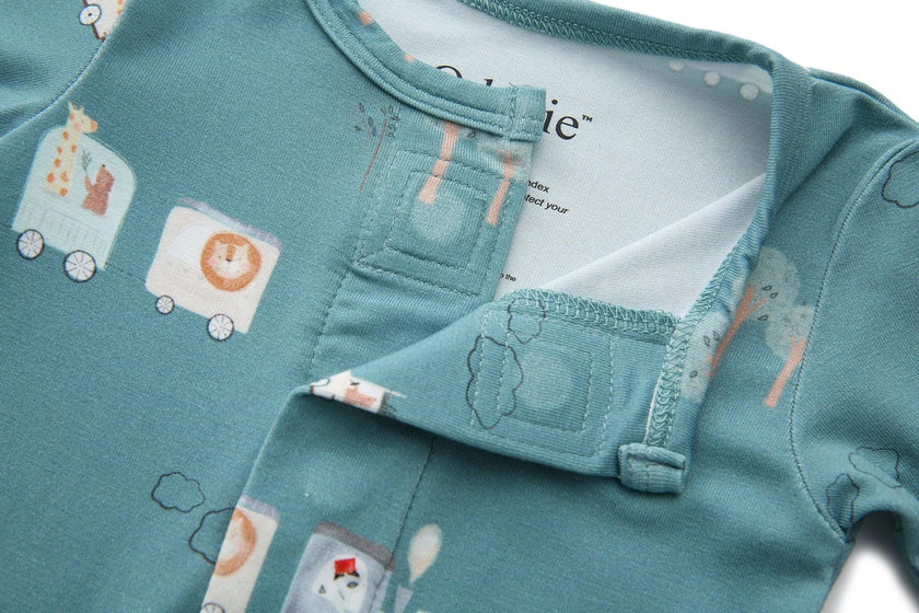 Bamboo Magnetic Footie Pajama - Le Petit Express Green