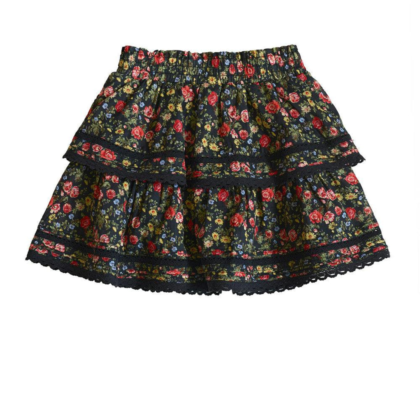 Mini Annalise Skirt in Obsidian Vintage Poppies