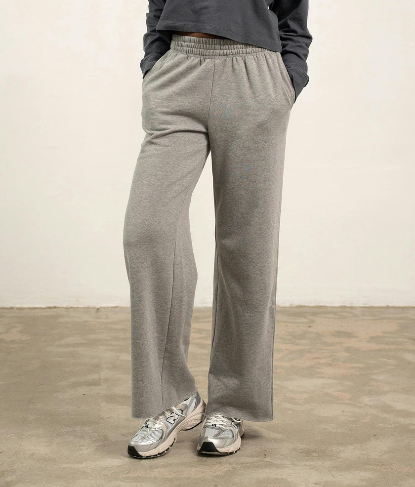 Womens Recycled Fleece Wide Leg Pant - Recycled Fleece - Heather Grey