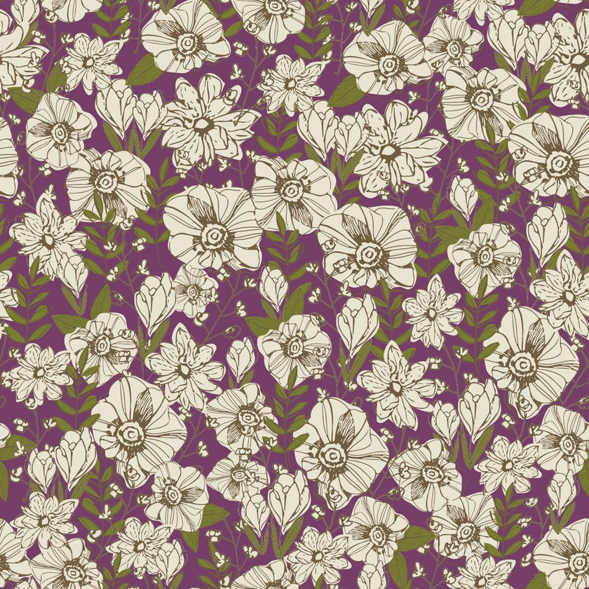 Purple Floral Bamboo Kerchief Bib