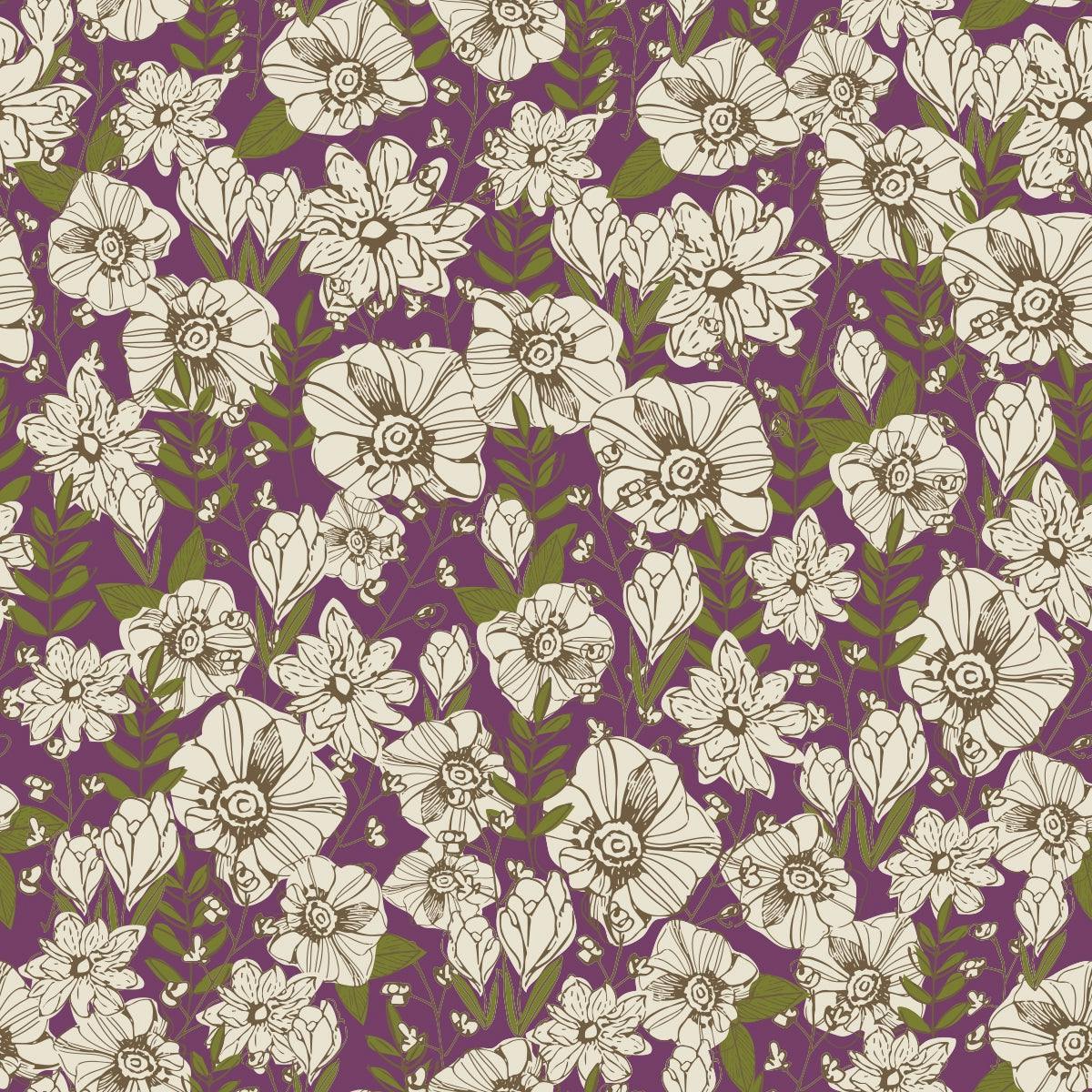 Purple Floral Bamboo Kerchief Bib