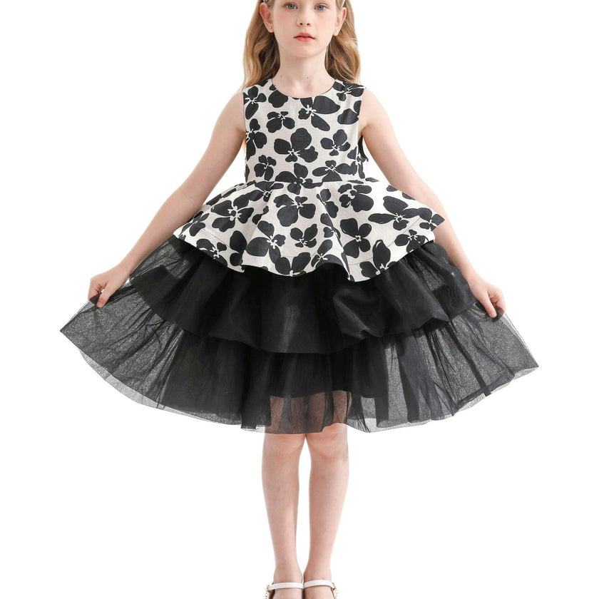 Black Nazareen Floral Tiered Dress