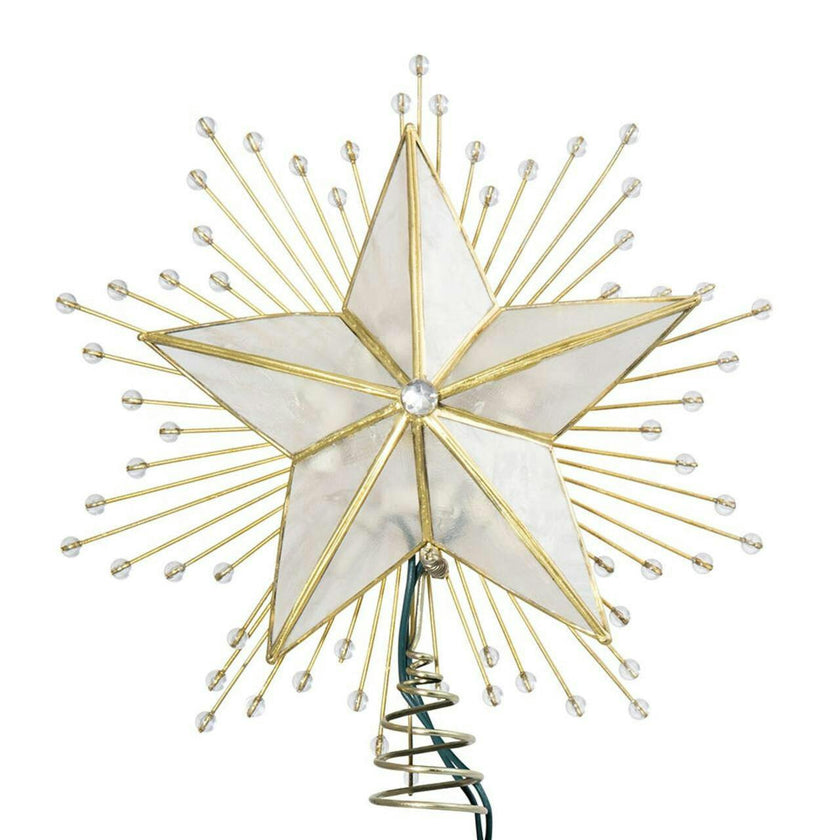 Kurt Adler 10-Inch 5-Point Capiz Star Treetop with Rays and Beads
