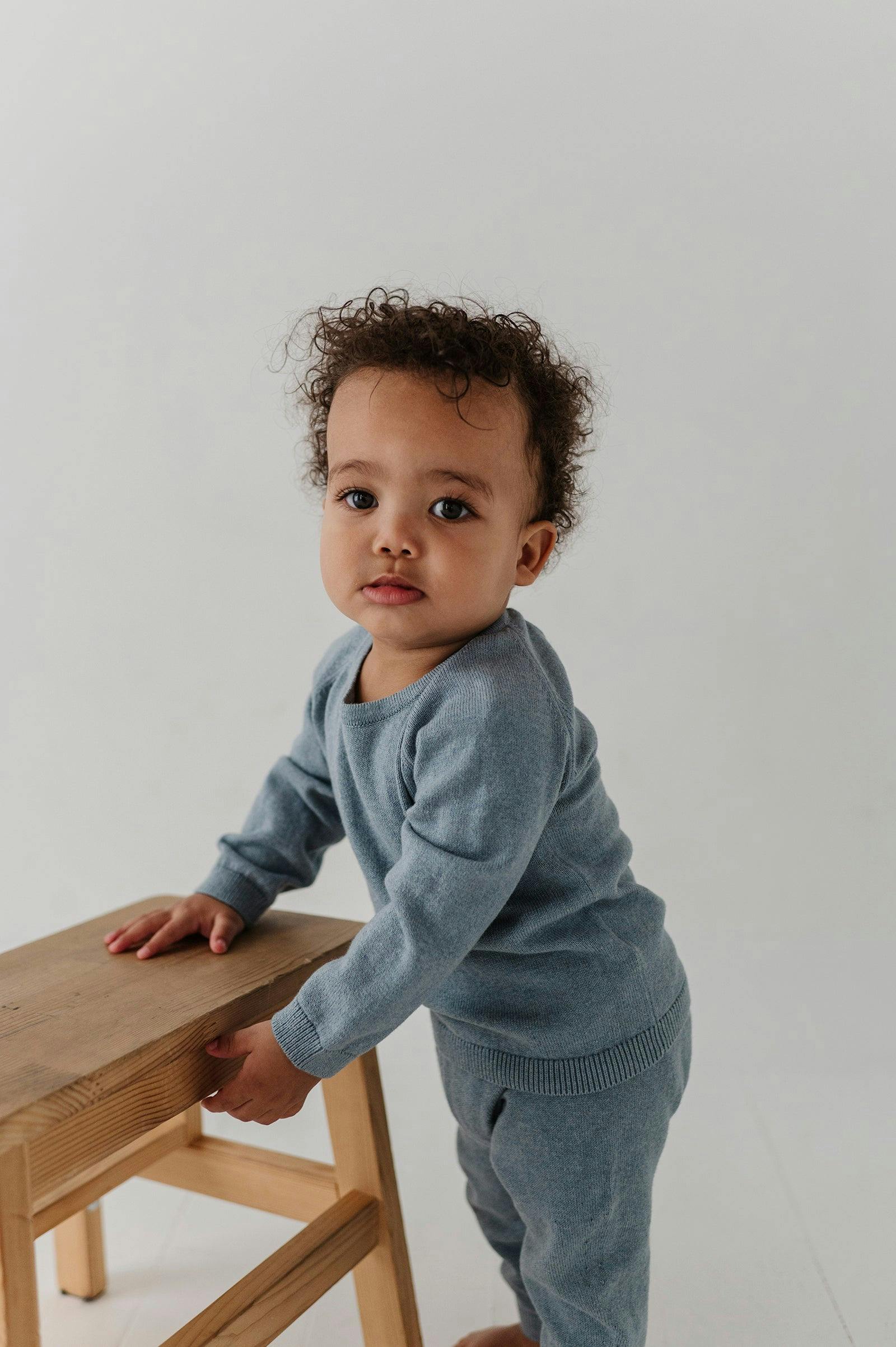 Baby Boy Soft Knit Baby Set in Teal Marble