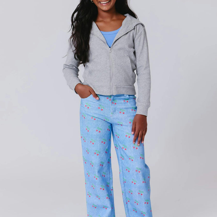 Girls Rib Hoodie in Collegiate Gray