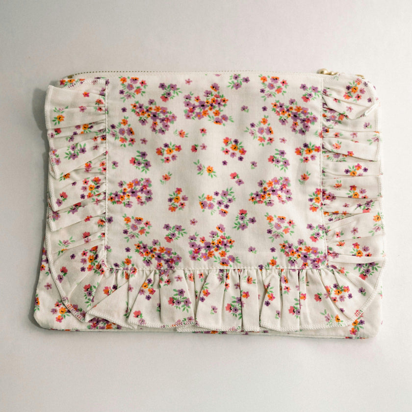 Lavender Marmalade Timeless Floral Ruffle Zipper Pouch